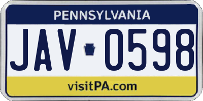 PA license plate JAV0598