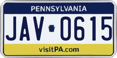 PA license plate JAV0615