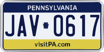 PA license plate JAV0617