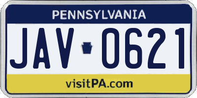 PA license plate JAV0621