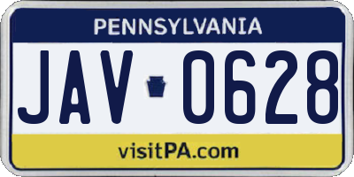 PA license plate JAV0628