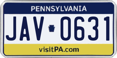 PA license plate JAV0631