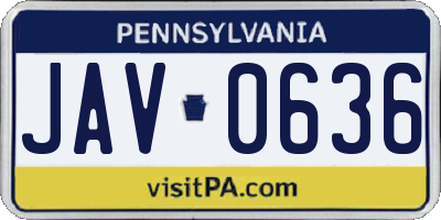 PA license plate JAV0636