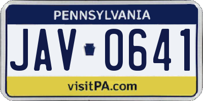 PA license plate JAV0641