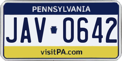 PA license plate JAV0642