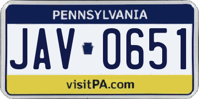 PA license plate JAV0651