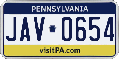 PA license plate JAV0654