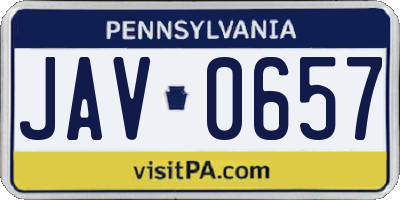 PA license plate JAV0657