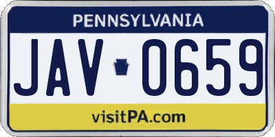 PA license plate JAV0659