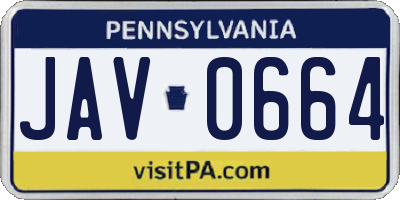 PA license plate JAV0664