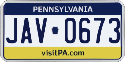 PA license plate JAV0673