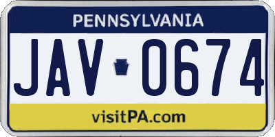 PA license plate JAV0674