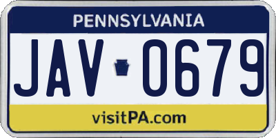 PA license plate JAV0679