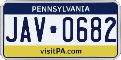 PA license plate JAV0682