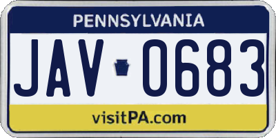 PA license plate JAV0683