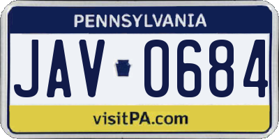 PA license plate JAV0684