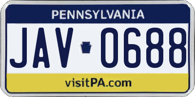 PA license plate JAV0688