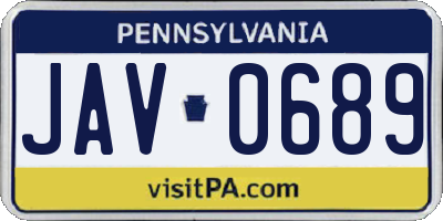 PA license plate JAV0689