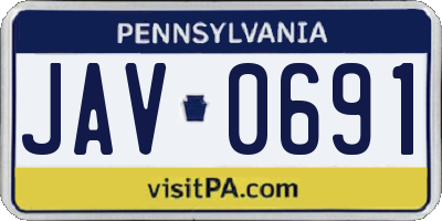 PA license plate JAV0691