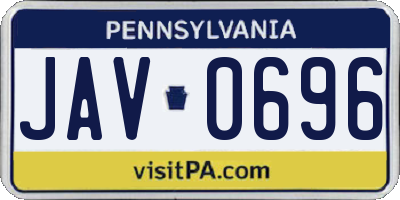 PA license plate JAV0696