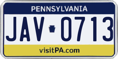 PA license plate JAV0713