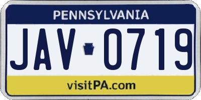 PA license plate JAV0719