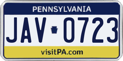 PA license plate JAV0723