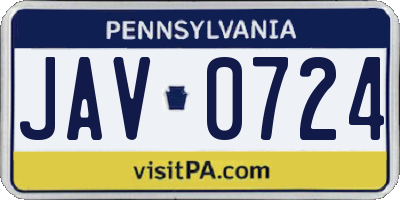 PA license plate JAV0724