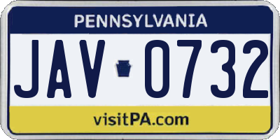 PA license plate JAV0732