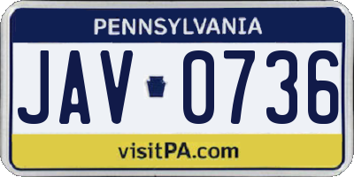 PA license plate JAV0736