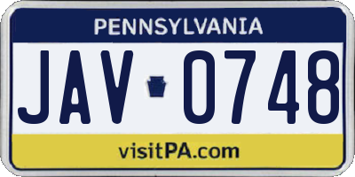 PA license plate JAV0748