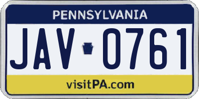 PA license plate JAV0761