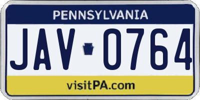 PA license plate JAV0764