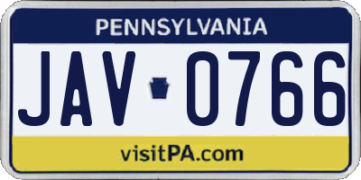 PA license plate JAV0766