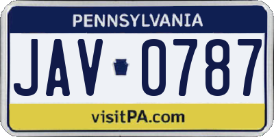 PA license plate JAV0787