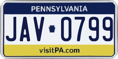 PA license plate JAV0799