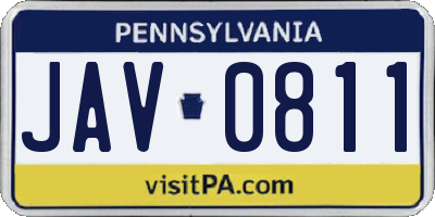 PA license plate JAV0811