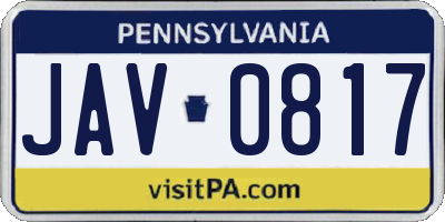 PA license plate JAV0817