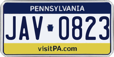 PA license plate JAV0823