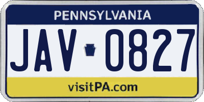 PA license plate JAV0827