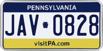 PA license plate JAV0828