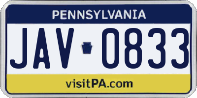 PA license plate JAV0833