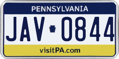 PA license plate JAV0844