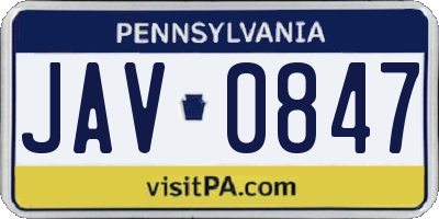 PA license plate JAV0847