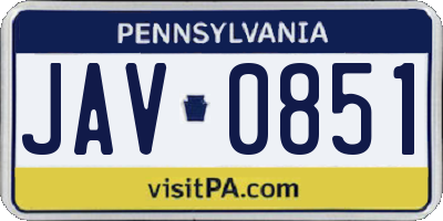 PA license plate JAV0851