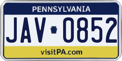 PA license plate JAV0852