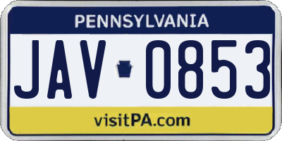 PA license plate JAV0853