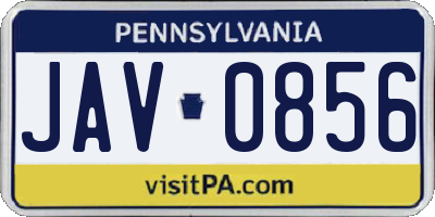 PA license plate JAV0856
