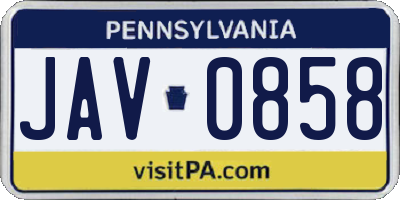 PA license plate JAV0858