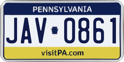 PA license plate JAV0861